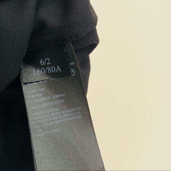 All Saints Women's Black Tie Front Heny Sleeveless Loose Fit Blouse Top - Picture 7 of 9